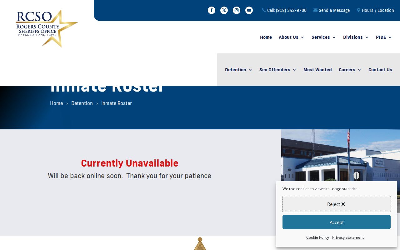 Rogers County released inmate roster access notice